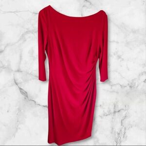 Lauren Ralph Lauren Red Cowl Neck Twist Knot Dress Size 14 3/4 Sleeve Good